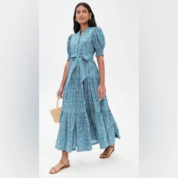 Hill House the Yara Dress in Calico Trellis - Picture 4 of 16